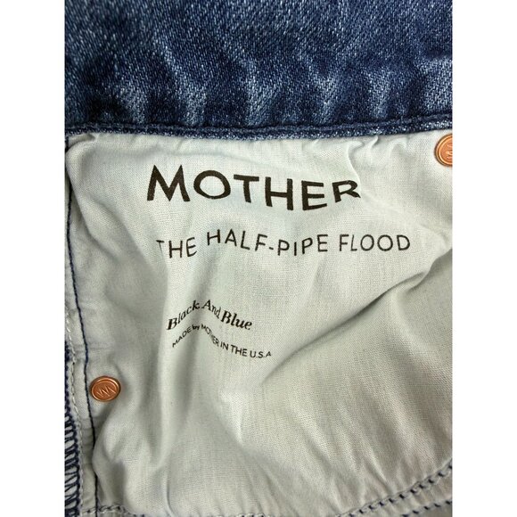 MOTHER Lil Half Pipe Flood High Waist Ankle Wide Leg Jeans Black and Blue Sz 27 - Picture 8 of 13